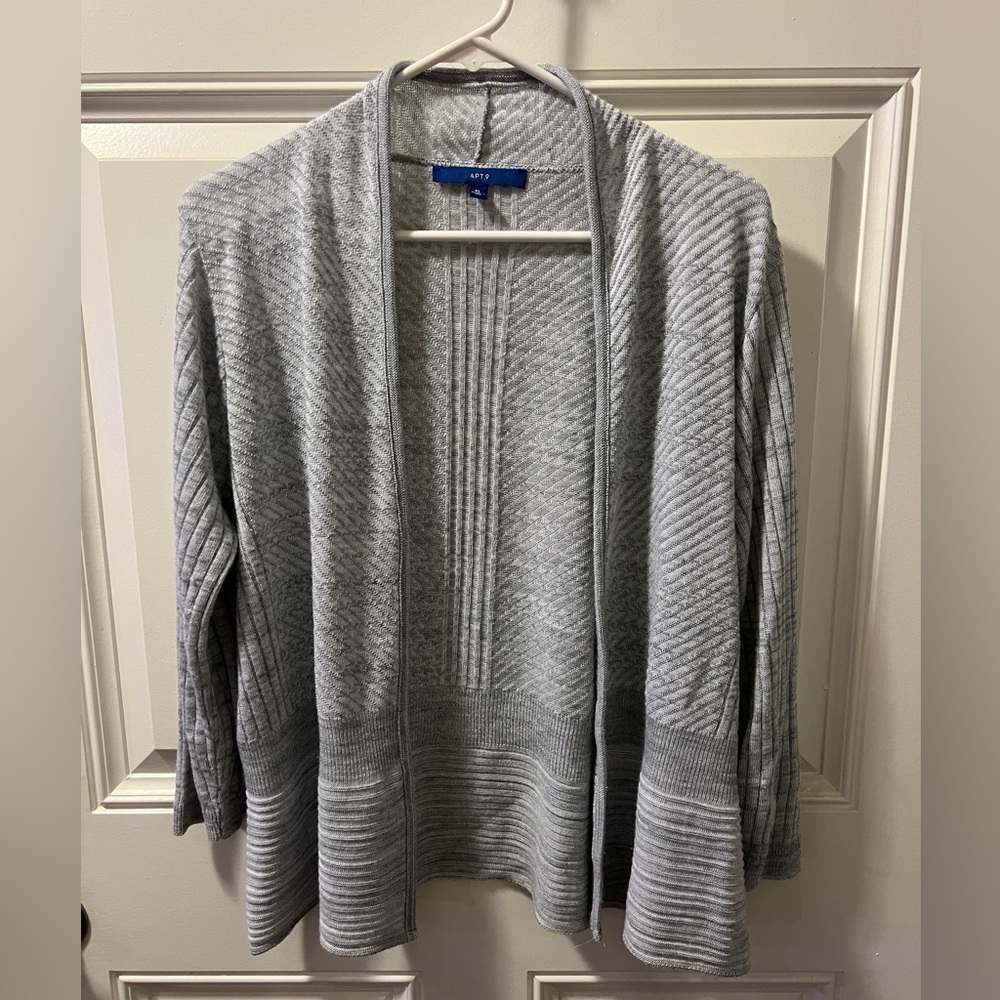 Apt. 9 Gray Cardigan Sweater with Textured Knit